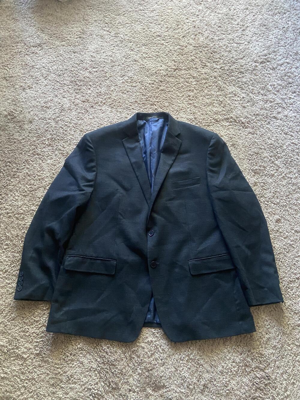 Collection By Michael Strahan Suit Jacket Mens 46 Blue Plaid Stretch 2 Button